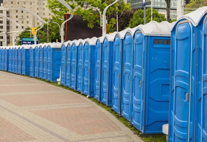 Seasonal porta potty units set up at a Ardmore, Oklahoma venue